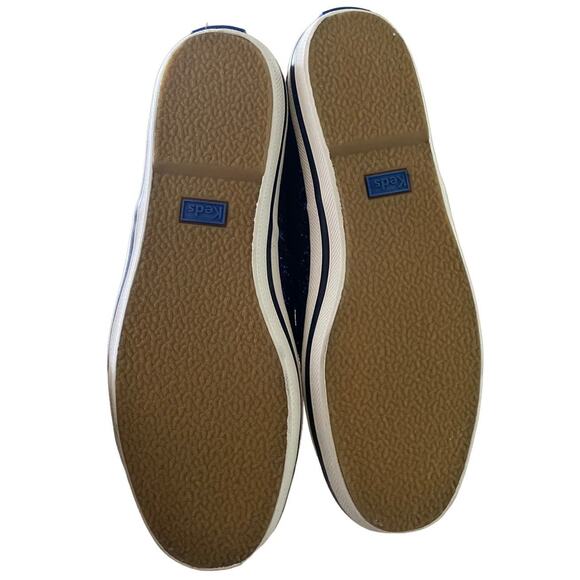 NWOT Keds Kate Spade Navy Blue Glitter Holiday Party Satin Lace-Up Sneakers-6.5 - Picture 5 of 7